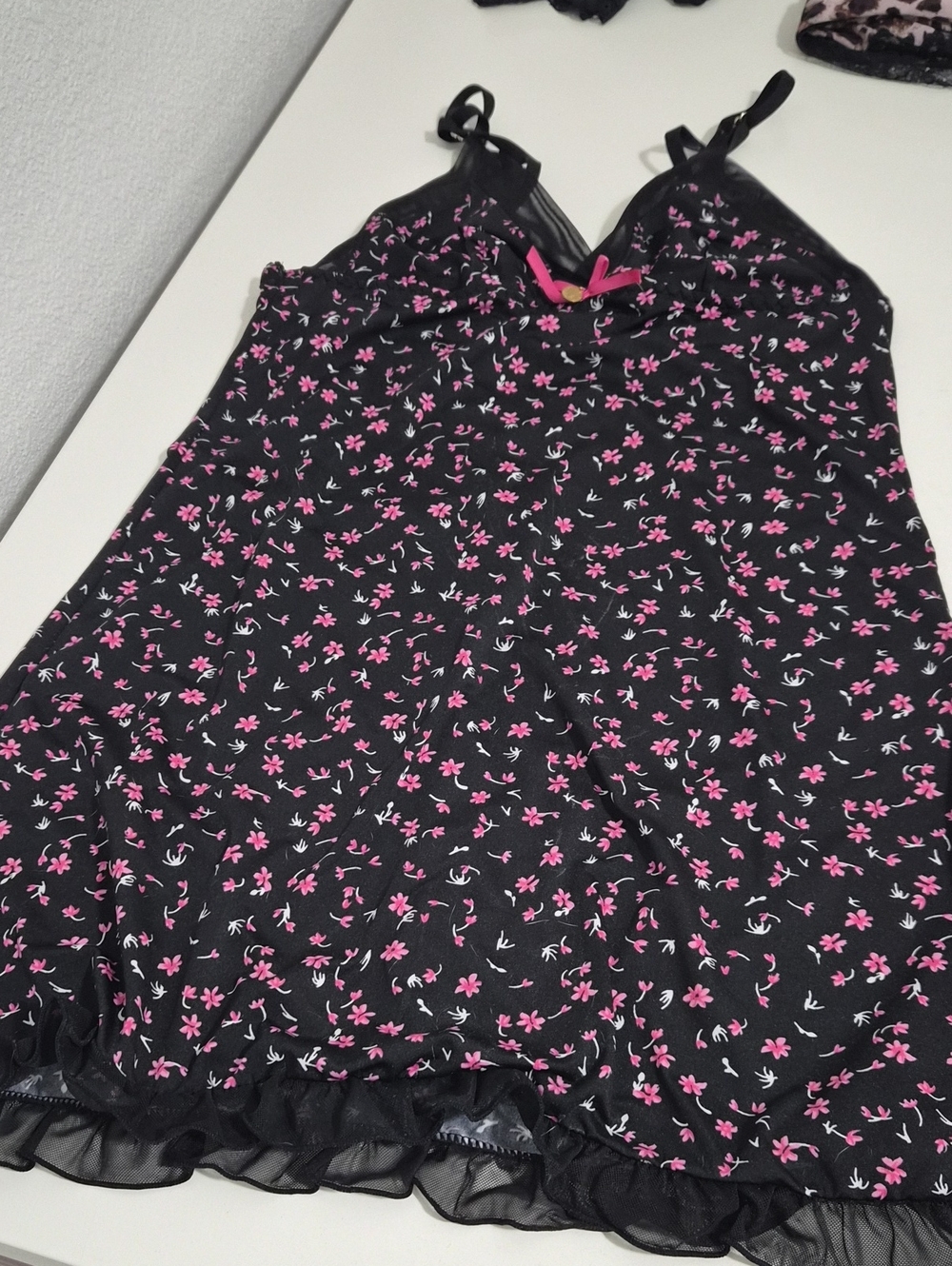 Jessica Simpson Black Chemise with Pink Floral Print